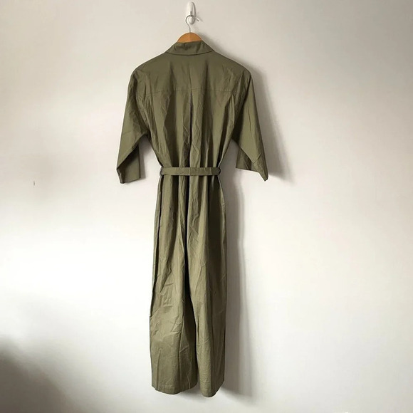 Mango Boilersuit Belted Tie Waist Jumpsuit Army Green Khaki Size XS NWT - Picture 8 of 10